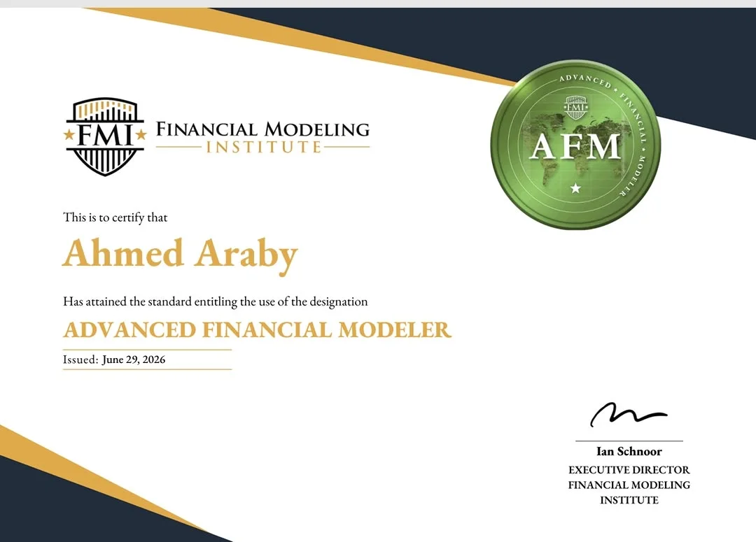شهادة AFM باسم Ahmed Araby