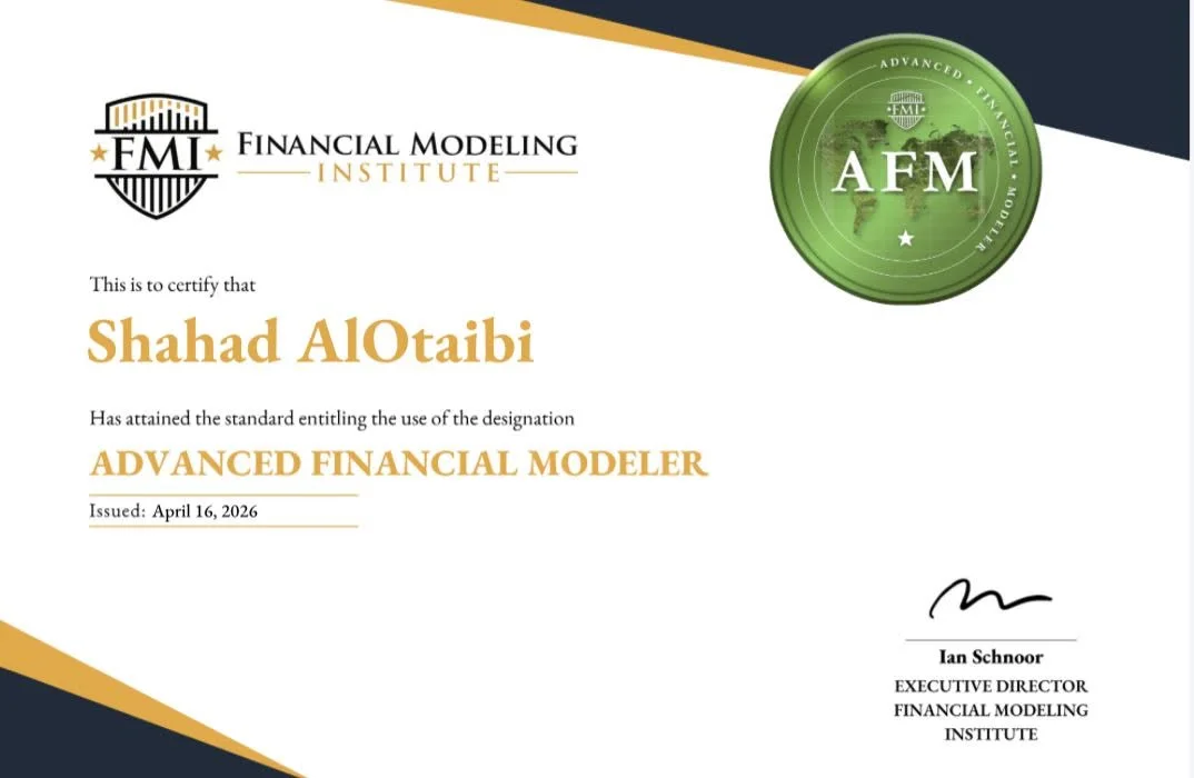 شهادة AFM باسم Shahad AlOtaibi