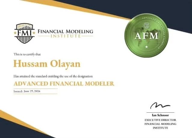 شهادة AFM من FMI باسم Hussam Olayan